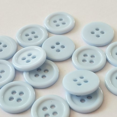 Boutons rond 15 mm résine bleu ciel x 10