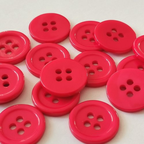 Boutons rond 15 mm résine fuchsia x 10