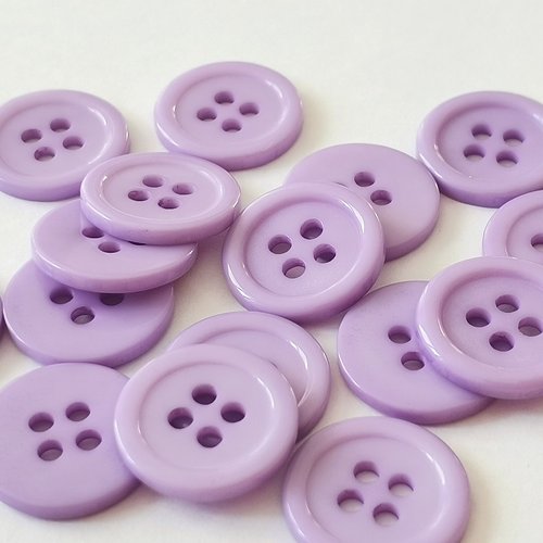 Boutons rond 15 mm résine lilas x 10