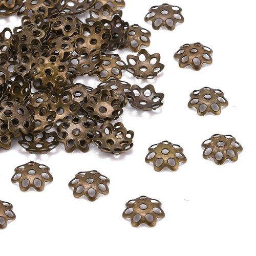 100 coupelles fleur 6 mm bronze