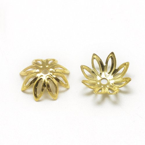 50 coupelles filigrane fleur doré 10 mm