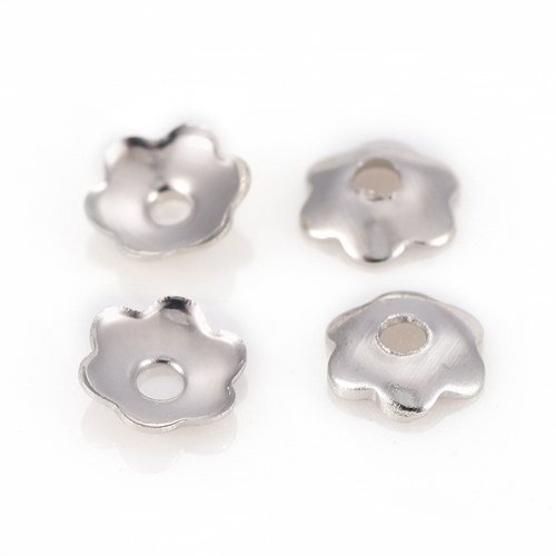 50 coupelles fleur 4 mm argent mat