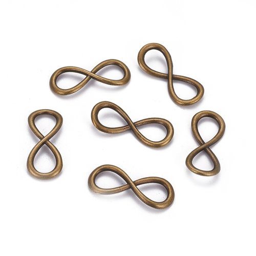 5 liens infini 31 x 13 mm métal bronze