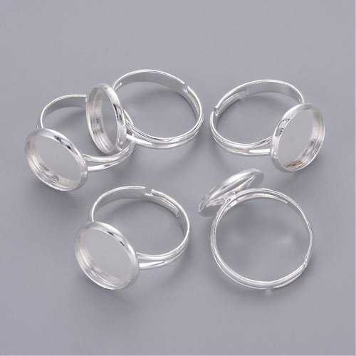 4 supports bagues argenté plateau 10 mm