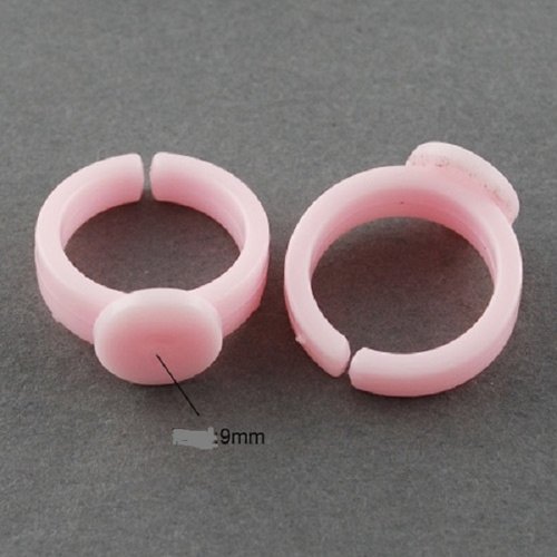 Supports bagues enfant plastique ajustable rose et blanc x 4