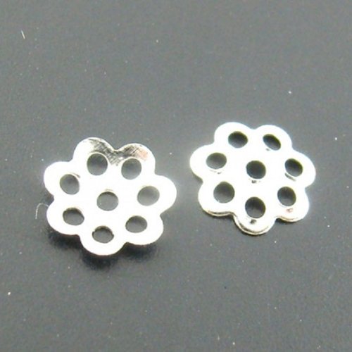 50 coupelles fleur 8 mm argenté