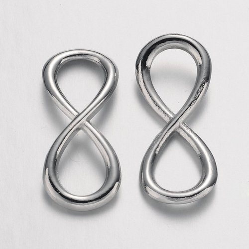 5 liens infini 31 x 13 mm métal platine