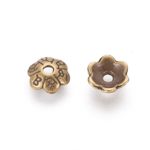 100 coupelles fleur 6 mm bronze motif pétale