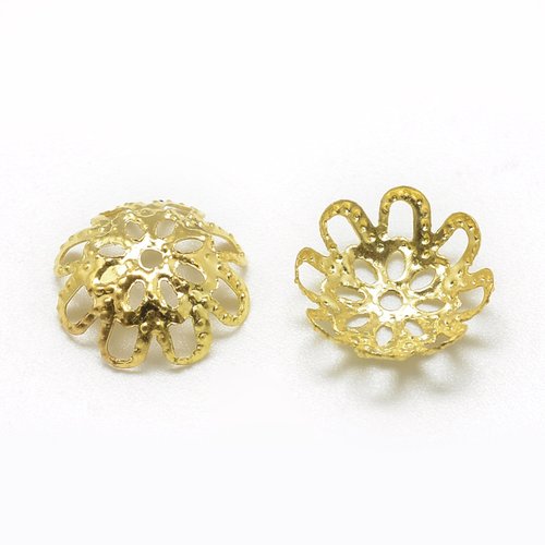 50 coupelles filigrane fleur doré 10 mm