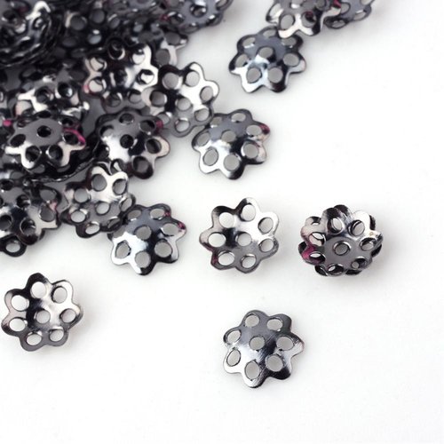 50 coupelles gunmétal 6 mm fleur