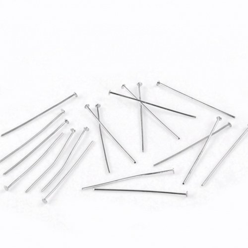 50 clous tiges argent mat 3 cm à tête plate