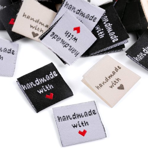15 etiquettes tissus 3 couleurs "fait mains"