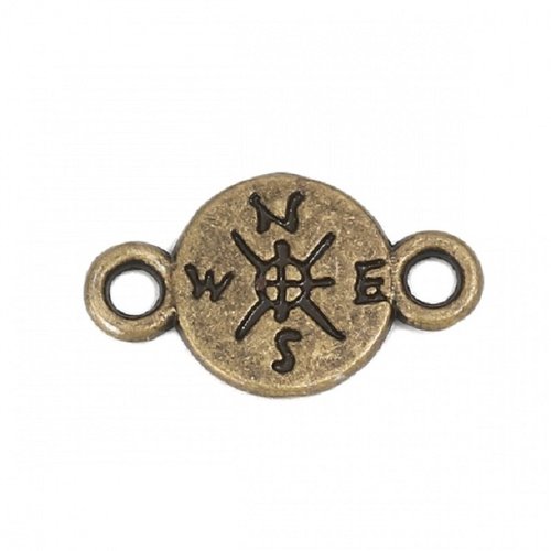 10 connecteurs métal rond 15 mm bronze