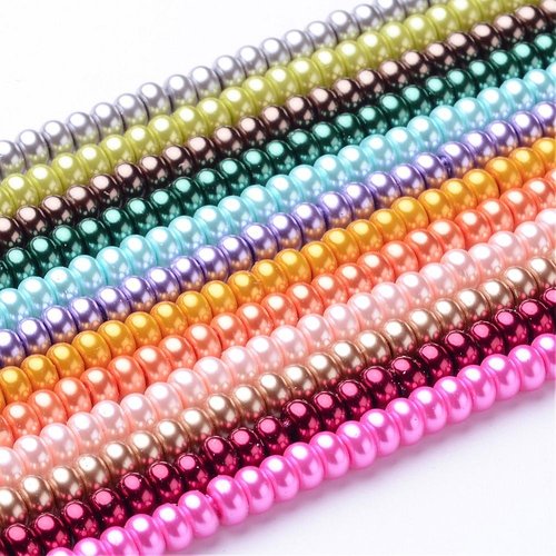 50 perles en verre nacré rondelle 5 x 3 mm vert anis