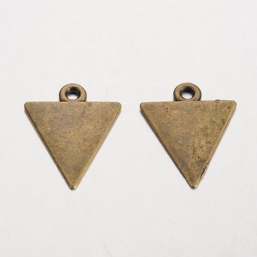 10 pendentifs métal 18 mm bronze triangle