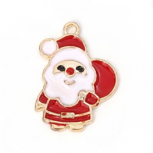 2 breloques métal émail père noël