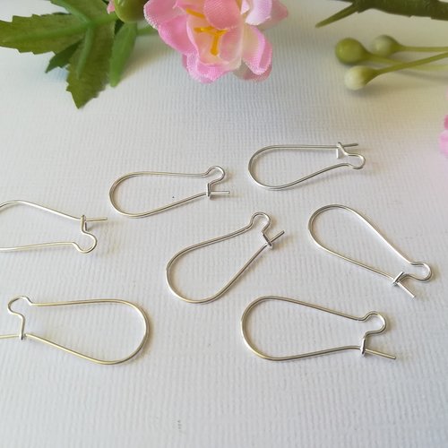 50 dormeuses 24 x 11 mm argentées