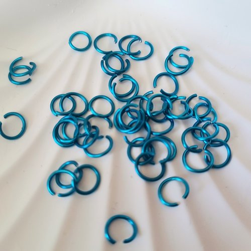 20 anneaux 6 mm jonction ouvert bleu