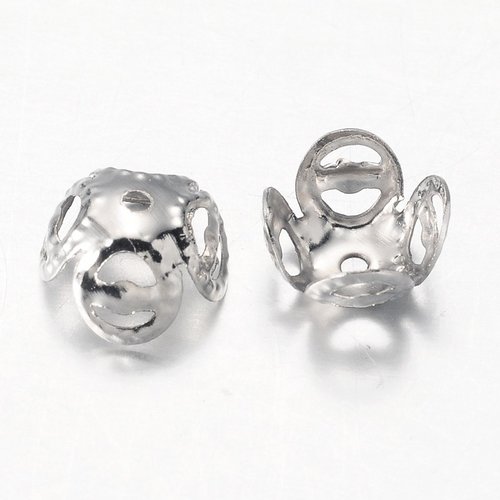 50 coupelles fleur 8 mm argent mat