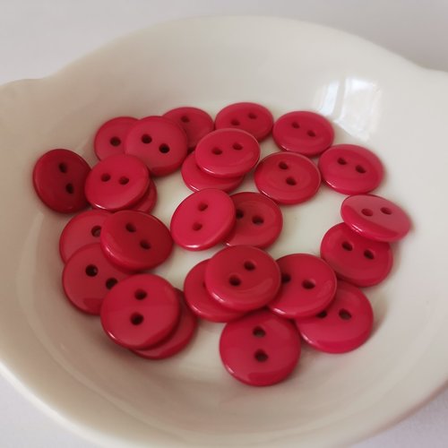 10 boutons résine 4 trous 10 mm rouge