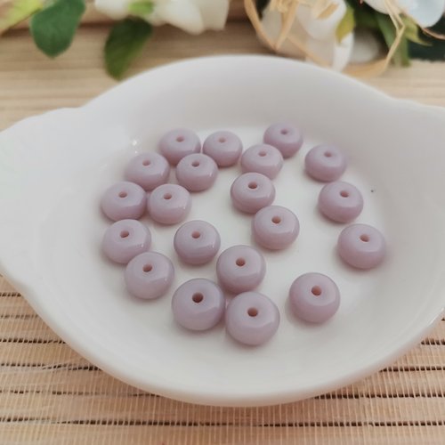 20 perles en verre rondelle 8 mm lavande