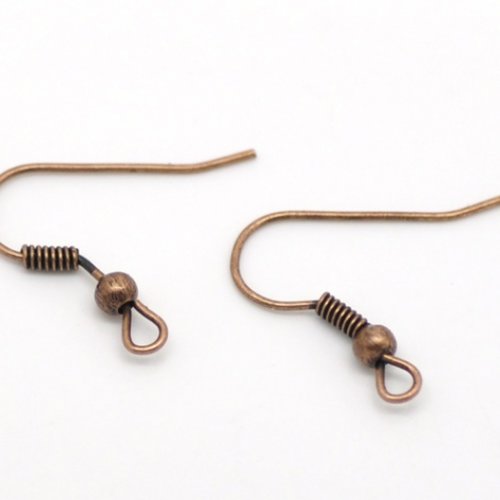 50 crochets d'oreilles 18 mm cuivre rouge