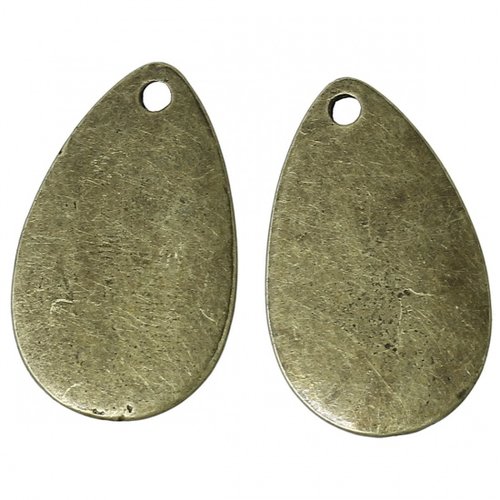 7 pendentifs métal 23 mm bronze goutte