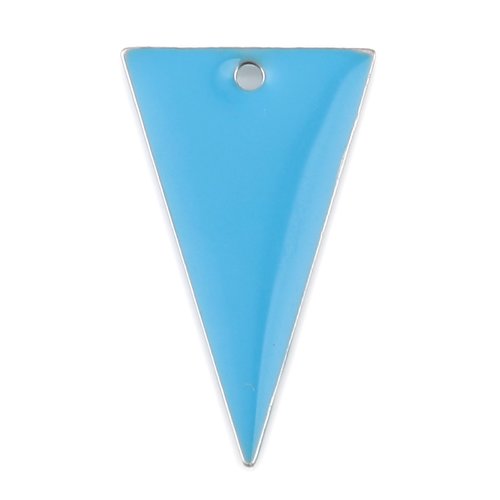 4 pendentifs sequin émail triangle 22 x 13 mm bleu