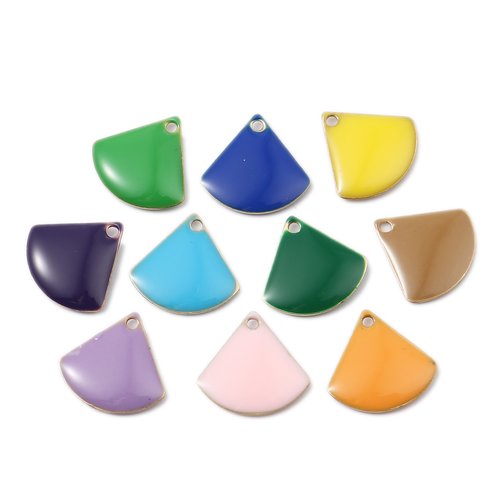 4 pendentifs sequin émail 12 x 10 mm vert foncé