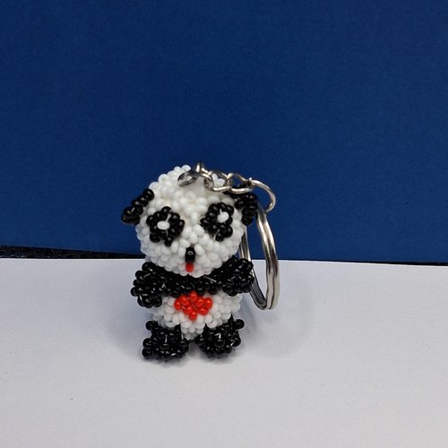 Porte-clés panda cœur en perles