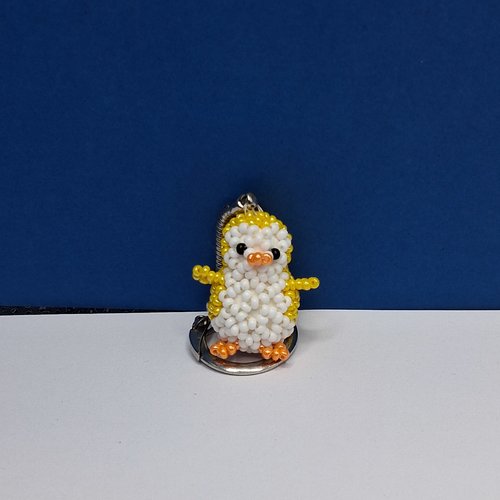 Porte-clés pingouin jaune en perles