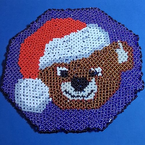 Napperon ourson de noël en perles