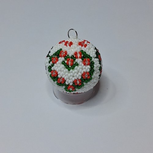 Boule de noël cœur de 4 cm en perles