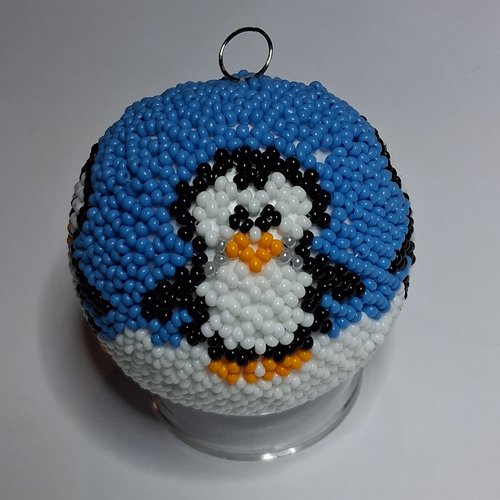 Boule pingouin de 6 cm de diamètre