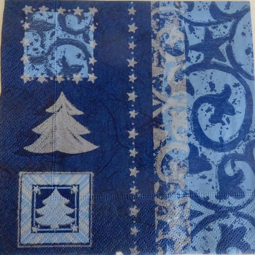 Serviette en papier noël sapin argenté 