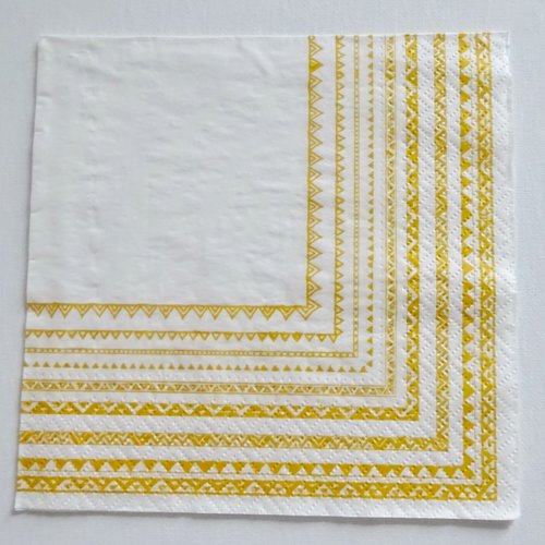 Serviette en papier motif frise triangle jaune
