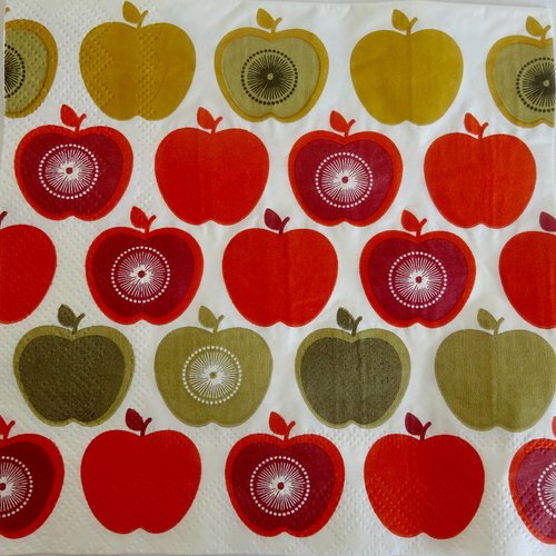 Serviette en pomme verte et orange vintage 