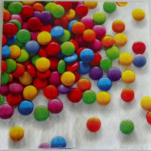 Serviette en papier bonbon smarties multicolore