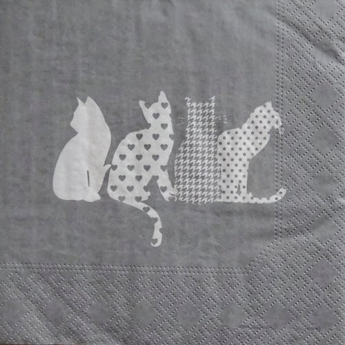 Serviette en papier motif silhouette  chat