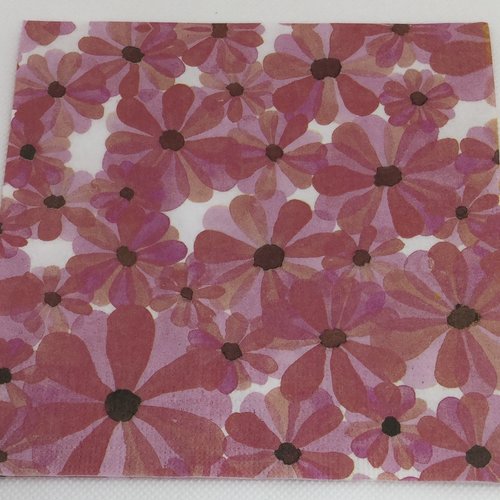 Serviette en papier motif fleur rose