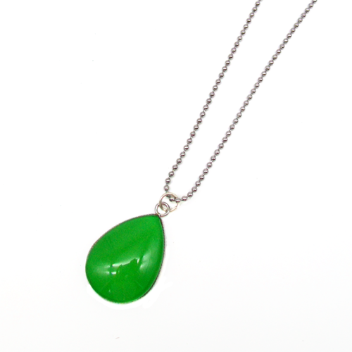 Collier, pendentif, goutte * vert * couleur, uni, coloré, tendance, collier court, idée cadeau