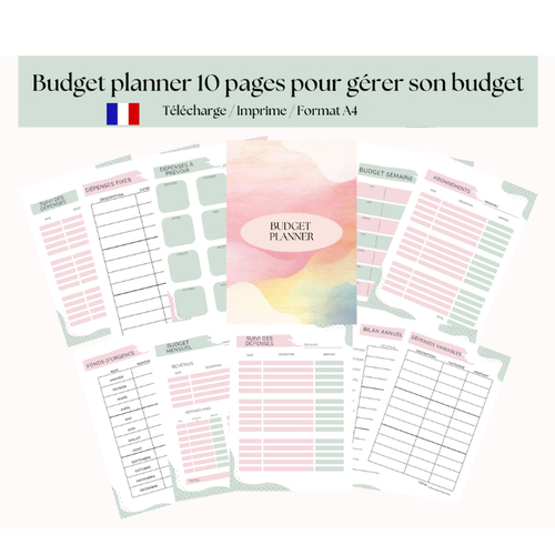 Budget planner,10 fiches pour gérer son budget, outils budgétaires, gestion suivi des dépenses, téléchargeable, imprimable a4