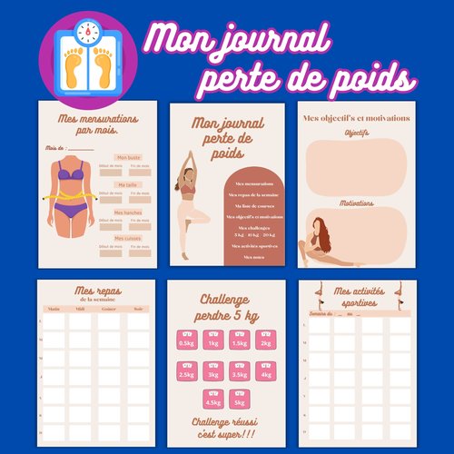 Planner fitness, journal perte de poids, activités sportives, suivi poids, pdf à imprimer