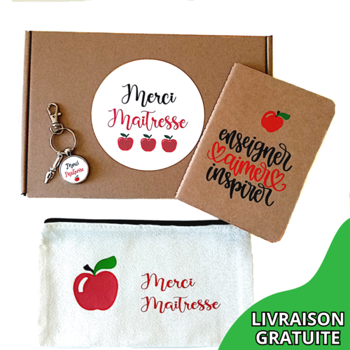 Coffret cadeau merci maîtresse – fin d’année scolaire enseignante / atsem / institutrice