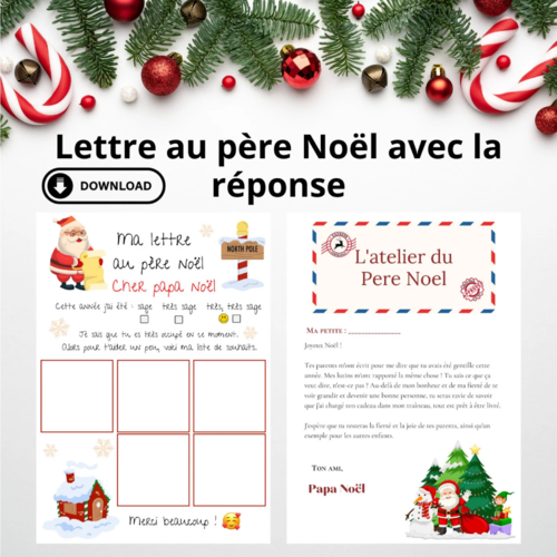 Lettre au père noël à imprimer + réponse magique (pdf enfant noël, activité familiale)