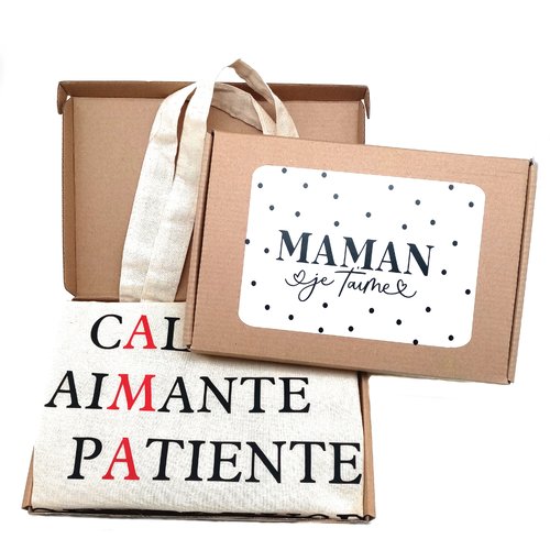 Coffret cadeau maman – tote bag coton oeko‑tex • fête des mères / noël
