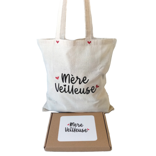 Coffret cadeau fête des mères * mère veilleuse * sac fourre-tout, tote bag, cadeau personnalisé, maman, sac shopping