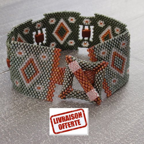 Bracelet « porrima» tissage peyote perles miyuki et czechmates