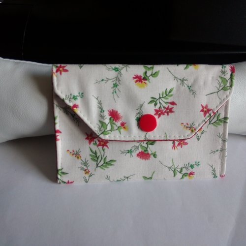 Porte-cartes en tissus 12 x 8 cm - motif floral