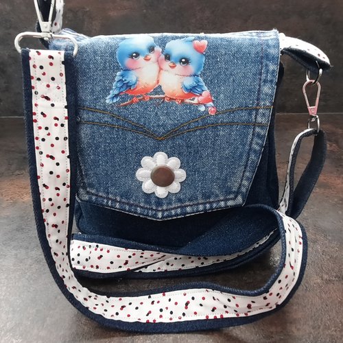 Sac besace bandoulière en jean recyclé